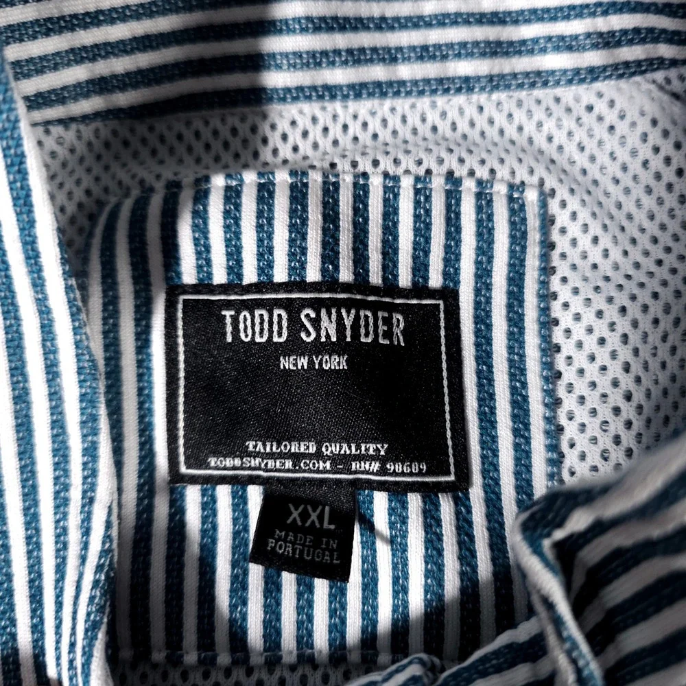 Todd Snyder Track Jacket Mens XXL Blue White Striped Mesh Lined Zip Up - Picture 2 of 7